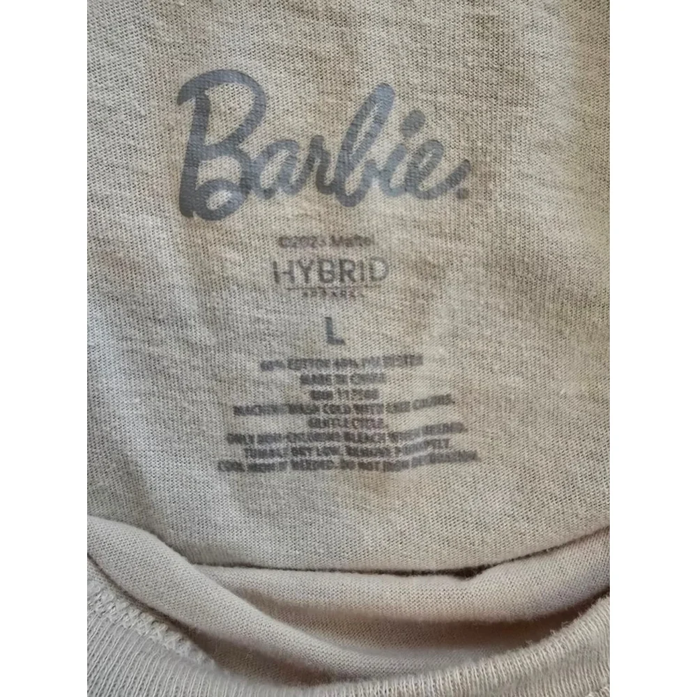 Women's Barbie Soft Beige Short Sleeve Tee Graphic Print Streetwear Casual Large
